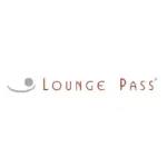 Loungepass.com website showing instant airport lounge booking for a traveler relaxing in a comfortable lounge chair with refreshments