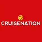 Cruise Nation website showing an all-inclusive cruise ship sailing towards a sunset in the Caribbean with a family enjoying the deck