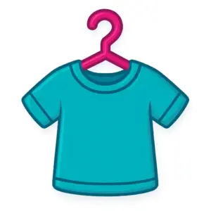 Teal children’s T-shirt on a magenta hanger icon, flat modern style – Compare100.com Shopping category Children’s Fashion.