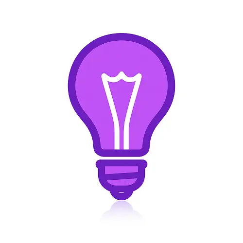 Purple light bulb icon with bold outline and white interior filament, representing electricity deals on Compare100.