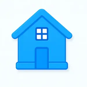 Blue 3D-style house icon with white background, representing home insurance on Compare100.com