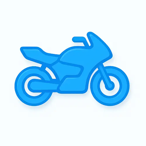 Blue 3D-style motorbike icon with white background, representing motorbike insurance on Compare100.com