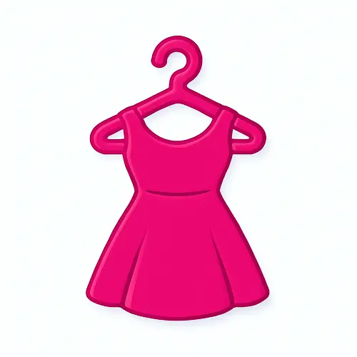 Magenta dress on a hanger icon, bold outline with subtle shading – Compare100.com Shopping category Women’s Fashion.